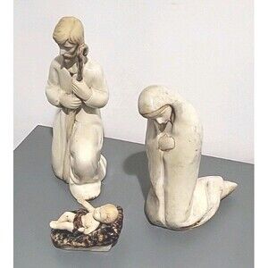 3-Pc Ceramic Holy Family Nativity Set ~Joseph, Mary & baby Jesus ~ Artisan Made